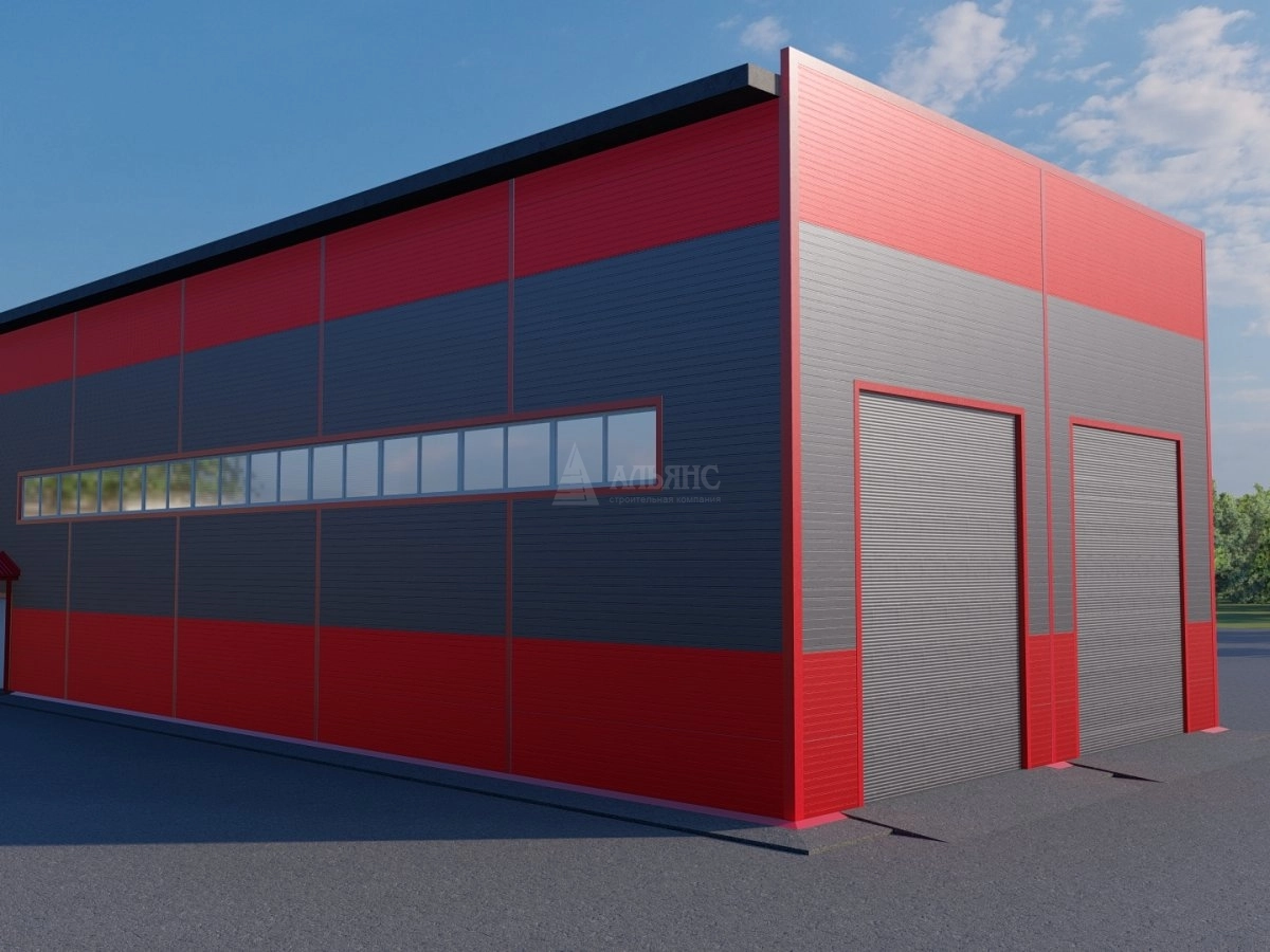 3D визуализация Грузовое СТО из сэндвич-панелей - фото 2