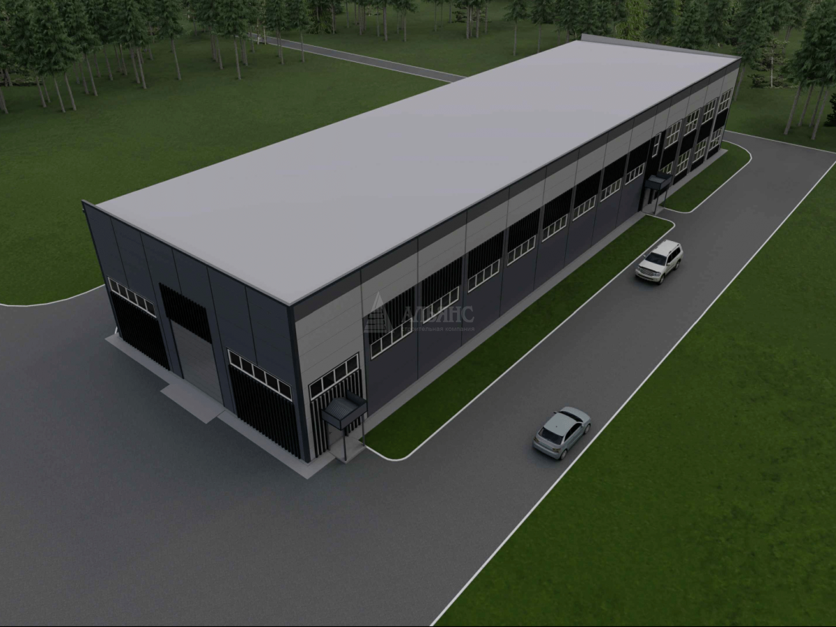 3D визуализация Производственный цех с АБК из сэндвич-панелей - фото 5