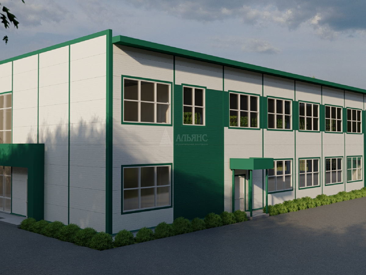 3D визуализация Здание АБК из сэндвич-панелей - фото 2